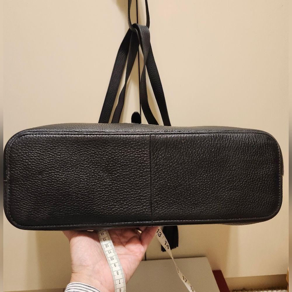 Karl Lagerfeld Paris "Lock Charm" Black Pebbled Leather Tote Bag, Retail $178 - Picture 8 of 11